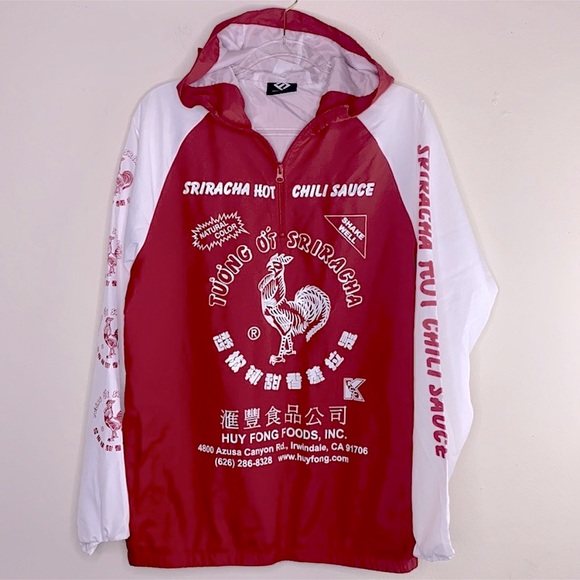Men’s Sriracha Hot Chili Sauce Windbreaker XL - Picture 1 of 12